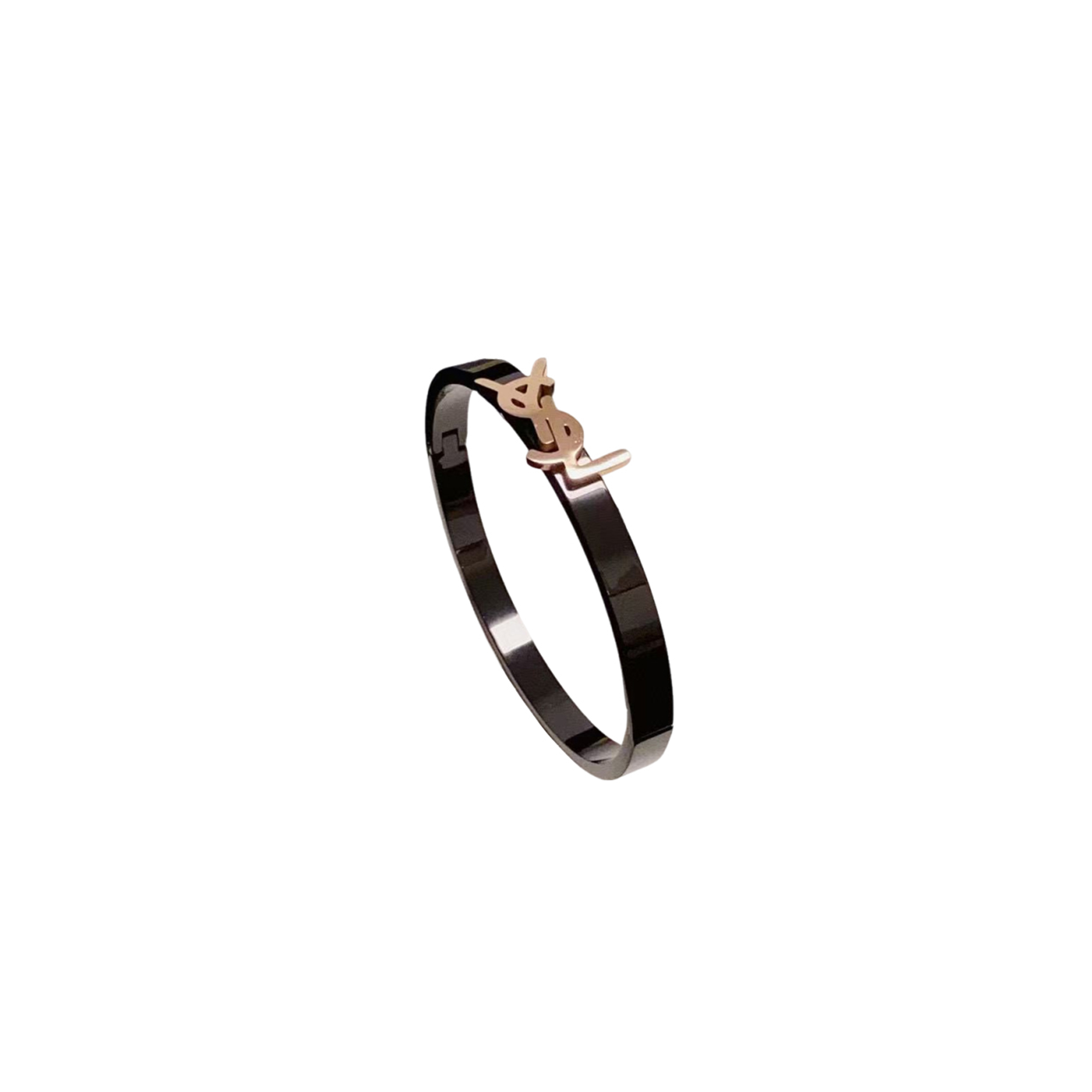 YSL NARROW ROSE GOLD AND CHARCOAL BLACK BRACELET
